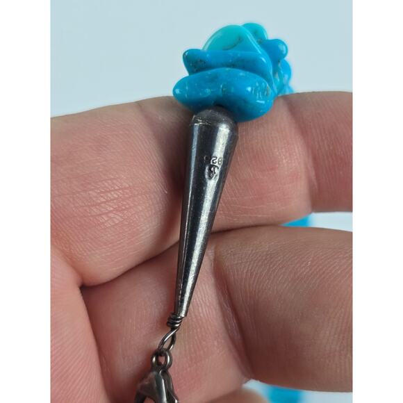 Large Carolyn Pollack Chip Turquoise Graduated Necklace 18" - 21" heavy piece - Picture 8 of 15